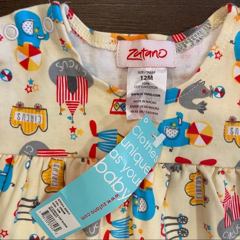 NWT Zutano Baby Le Cirque Cap Sleeve Body Suit 12m - Picture 3 of 6